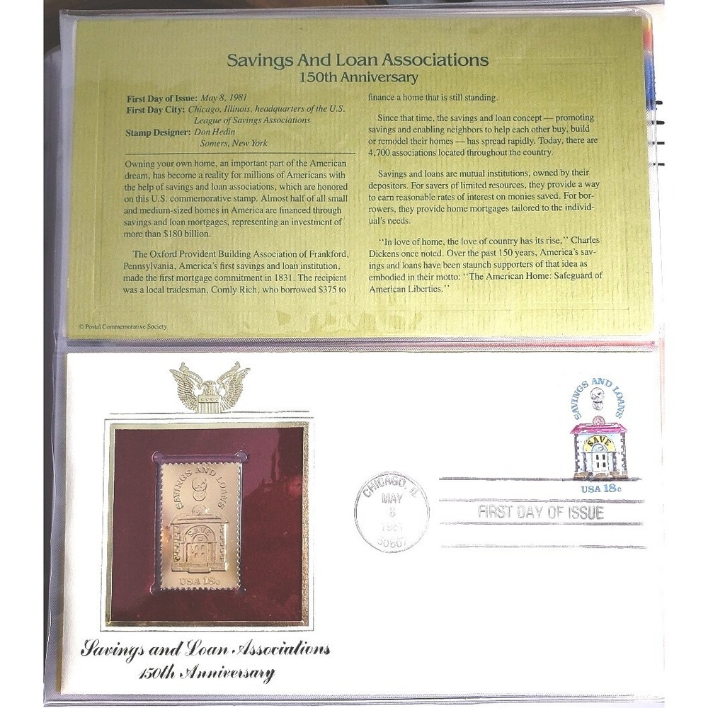 Savings & Loan Associations 100th Anniversary 1st Day of Issue May 8, 1981 Hedin
